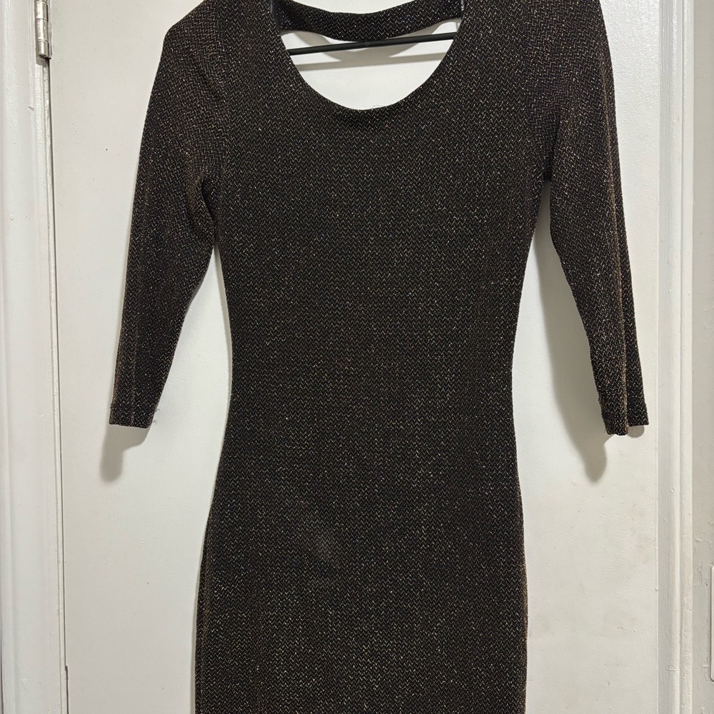 Elegant Black Dress with Gold Accents